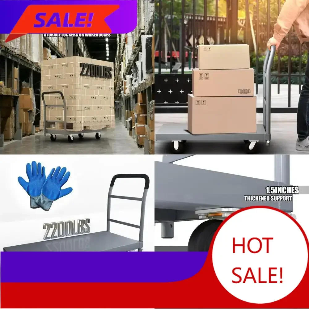 

Горячая распродажа: Промышленная складная тележка-платформа повышенной прочности, грузоподъемность 2200 фунтов, платформа 48x24 дюйма, стальная ручка