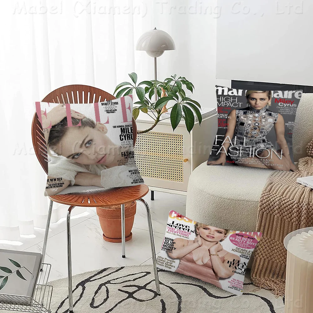 Pop Singer M-Miley C-Cyrus Pillow Cover For Bedroom Room And Living Room Sofa Decorative Cushion Cover