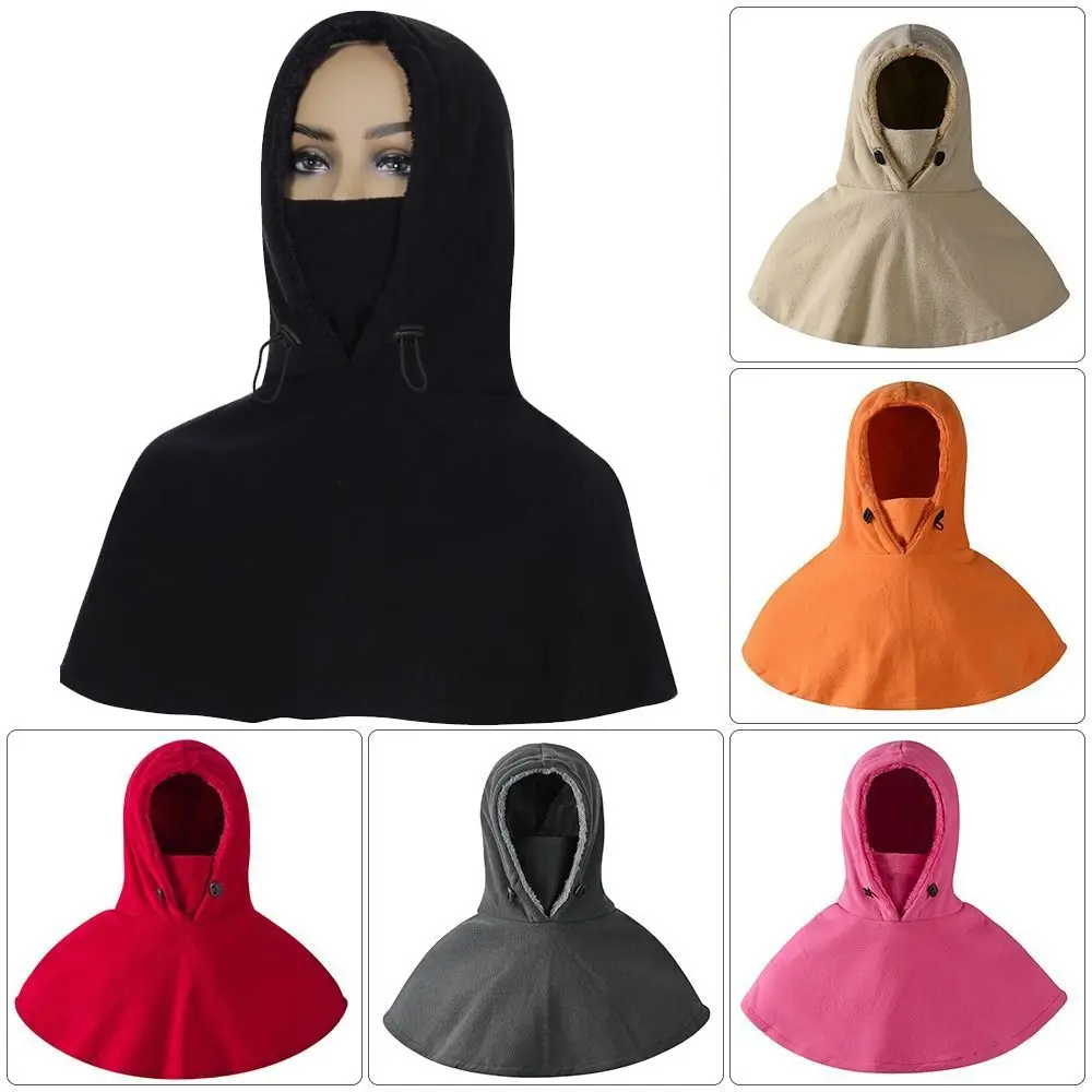 Cloak Style Fleece Cycling Shawl Hat Neck Protector Face Covering Ski Balaclava Hat Windproof Cycling Head Cover Outdoor