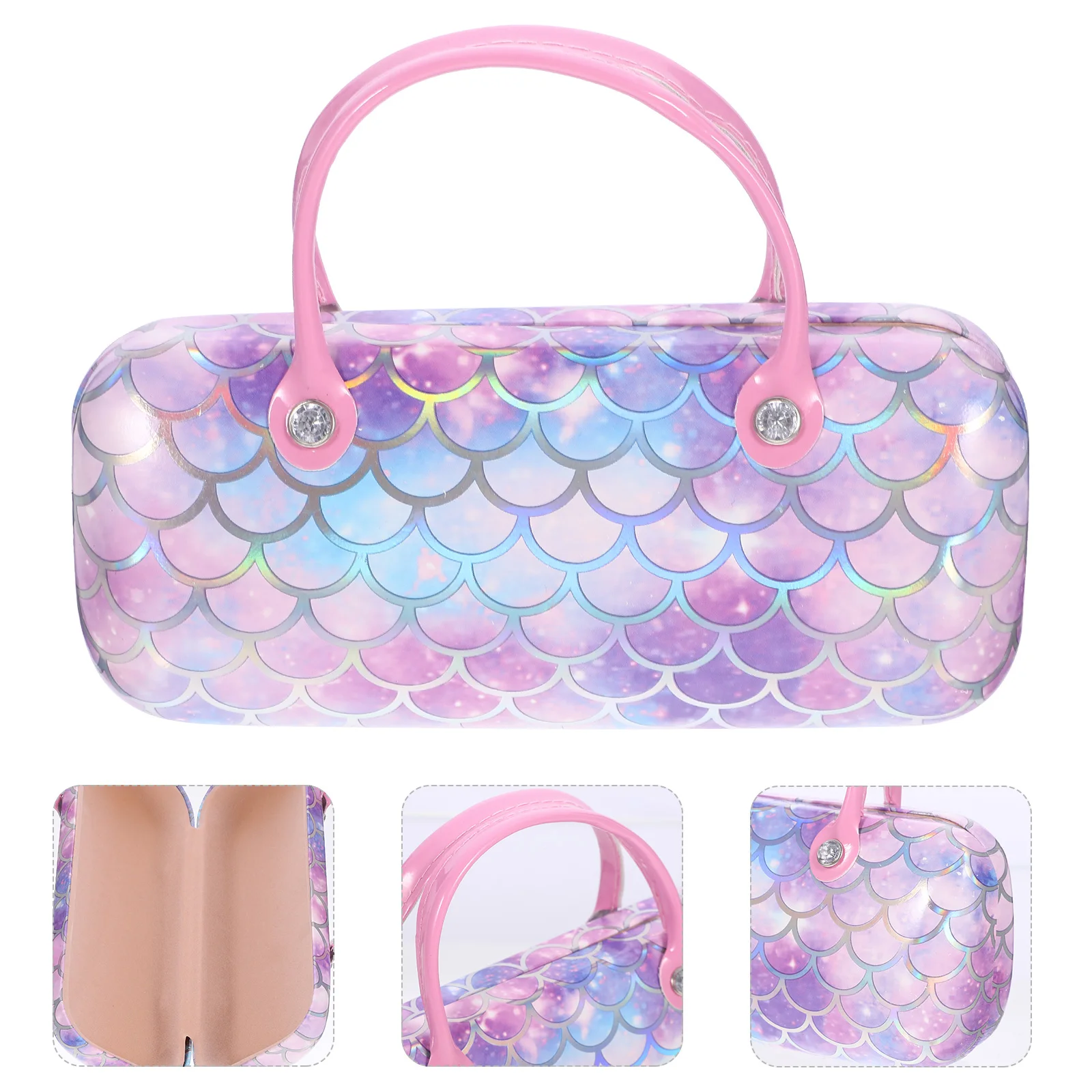 

Portable Kids Glasses Case Lightweight Durable PU Metal Flocking Sunglasses Box Handheld Storage Travel Gift