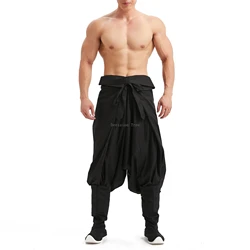 Chinese style vintage men hanfu pants retro daily pure cotton trousers martial arts pants tradition wushu kungfu jogger pants