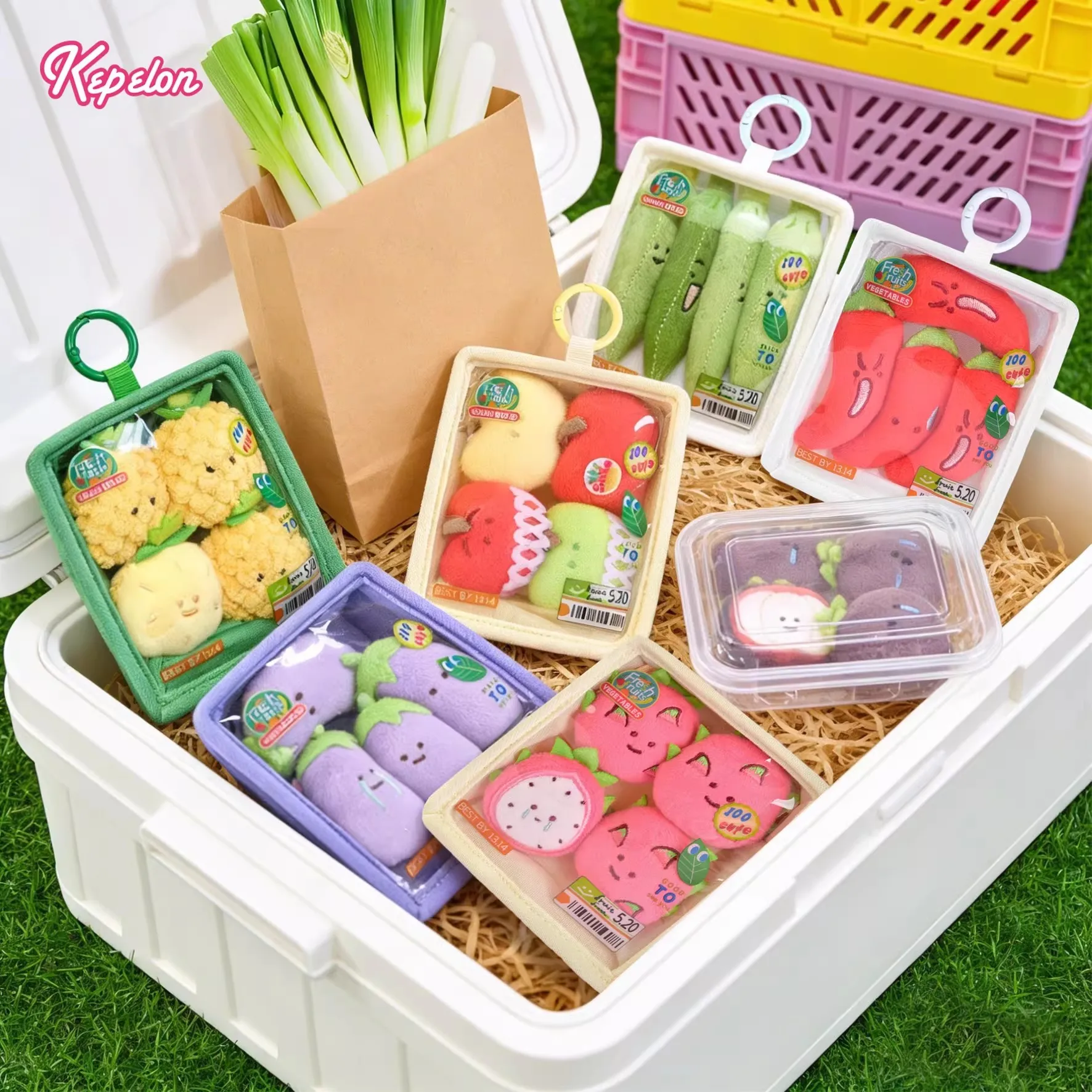 Japanese-style Cute Vegetable Fruit Plush Keyring Simulation Blueberrie/Mangosteen/Carrot Plush Stuffed Toy Backpack Charm Gifts
