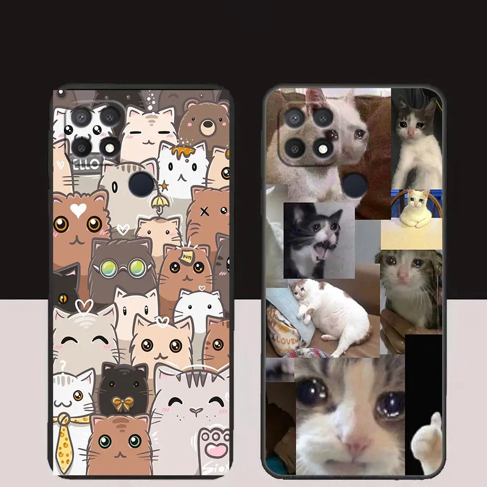 Phone Case For OPPO A98 A94 A93 A92 A78 A77 A76 A74 A73 A71 A60 A57 A55 A54 A53 A38 A31 A17 A16 A15 Case Cute Funny Crying Cat