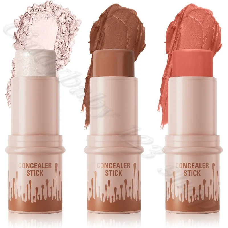 HelloKiss-palo de fijación facial multifunción, ilumina el contorno facial tridimensional, colorete, resaltador, 3 unids/caja