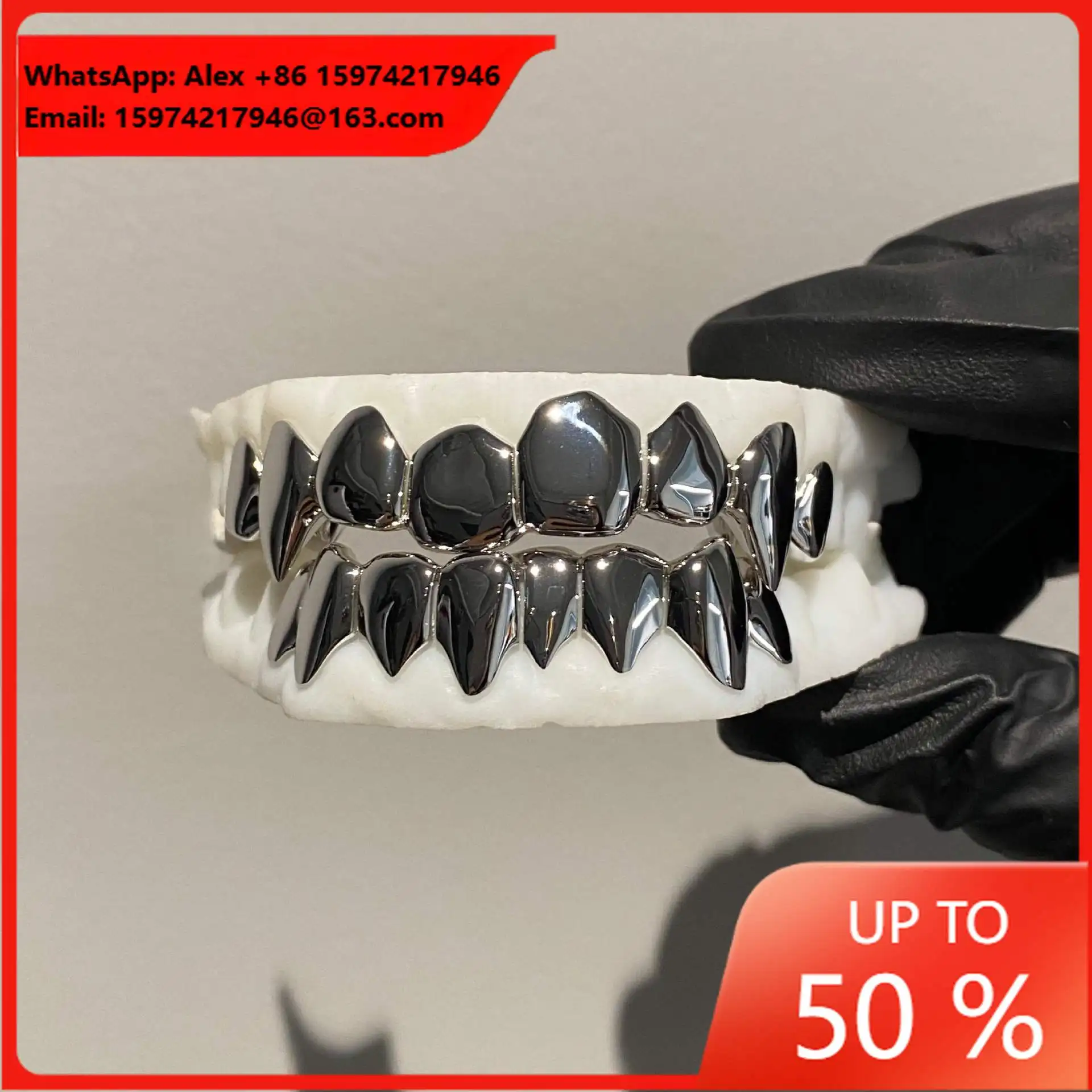 Glossy Fangs Grill Top 8 Bottom 8 European And American Cross-border Hot-selling Grillz