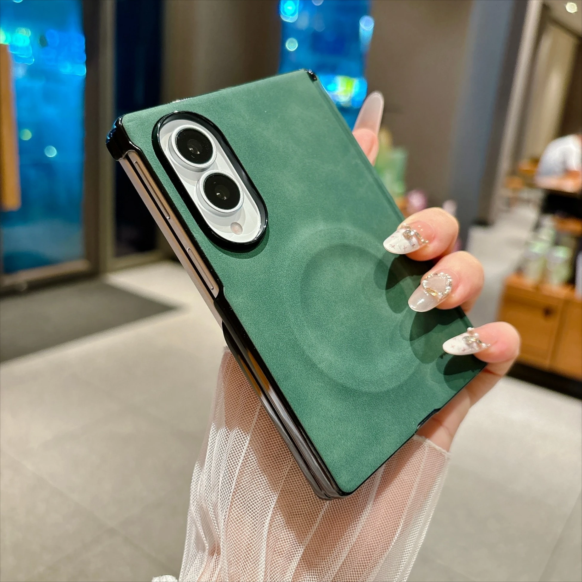 Magnetic For Samsung Galaxy Z Fold 8 Case Luxury PU Leather Skin-friendly Protective Back Cover For Samsung Z Fold 8 Shell Funda