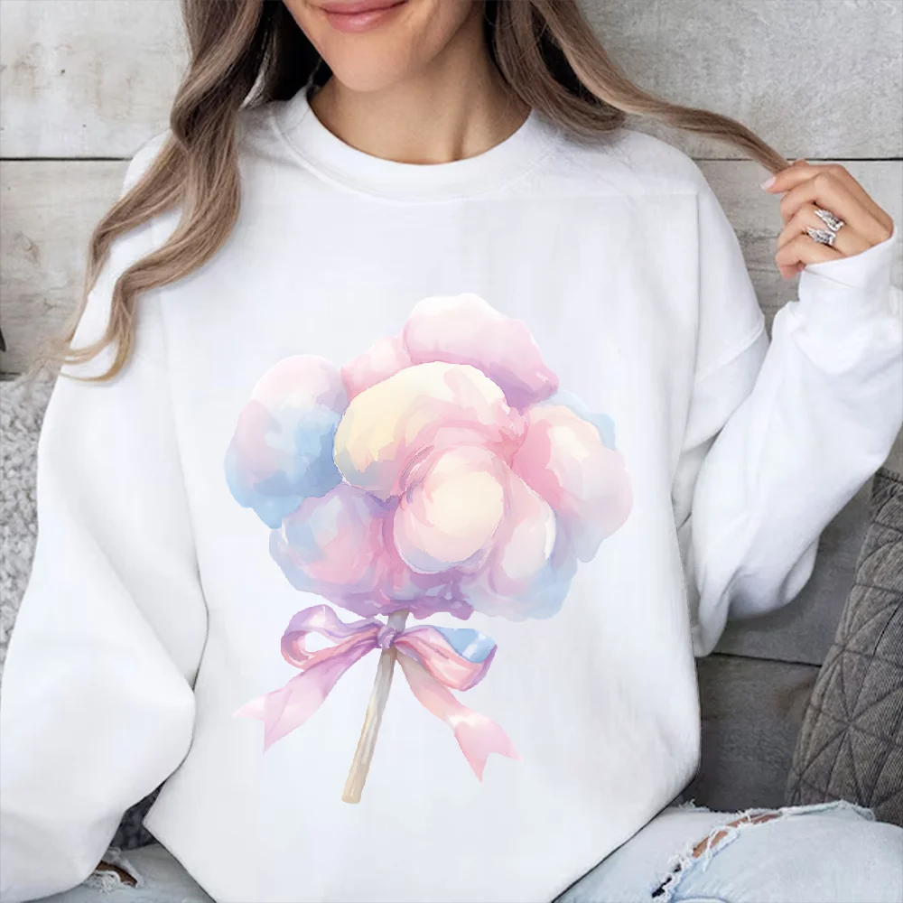 

Sweatshirt Cotton Candy Print Dreamy Dessert Graphic Clothes Y2k Oversize Style Casual Wear Trendy Cute Vibe Women's Sweatshirt