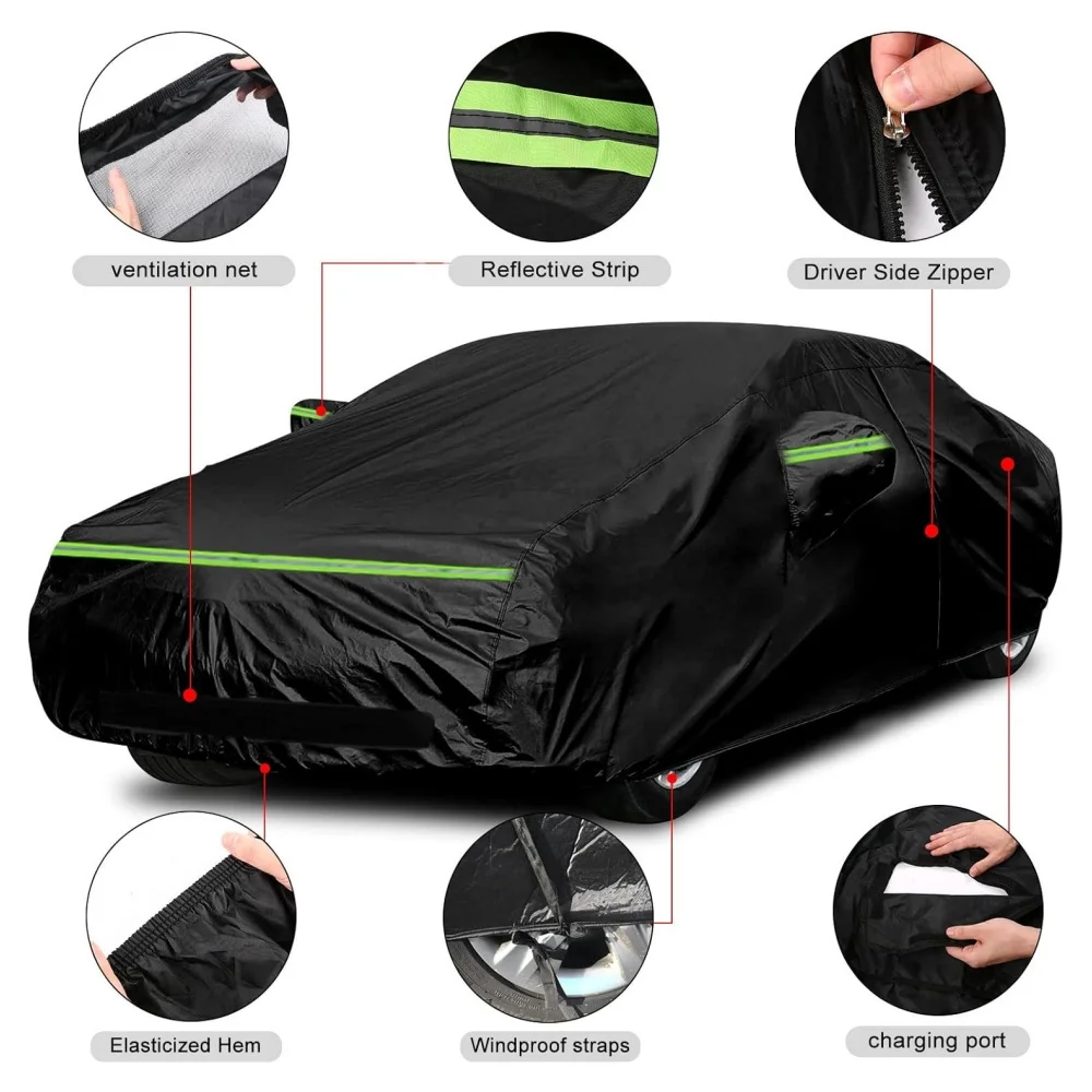 Waterproof Car Covers Replace for 2012-2025 Tesla Model S with Zipper Door Charging Port for Snow Rain Dust Hail Protection