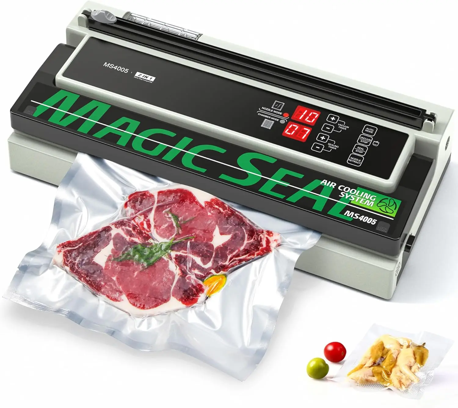 Magic Seal 16'' Commercial Vacuum Sealer Machine, Meat Sealer Vacuum Packing Machine With Double Pump And Auto Cooling System,