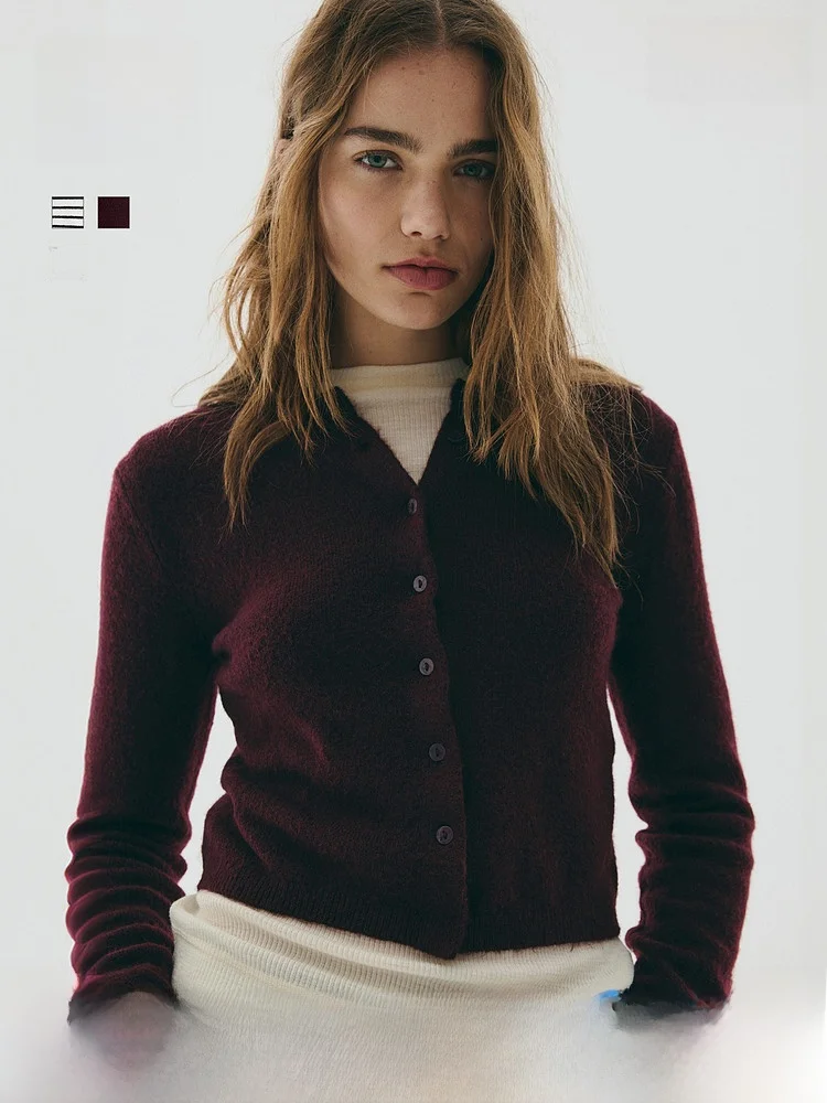 

Red Knitted Sweater Base irt Warm Personali Outerwear H&M Women's Faion Spring Casual Sle Slim Fit Polyester Blend