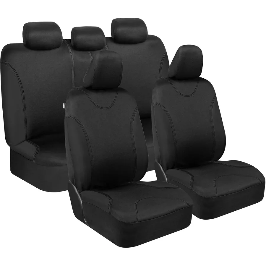 

Черные чехлы на автомобильные сиденья, полный комплект для грузовых автомобилей и внедорожников, универсальные чехлы на передние и задние сиденья, задние чехлы на подголовники, полный интерфейс