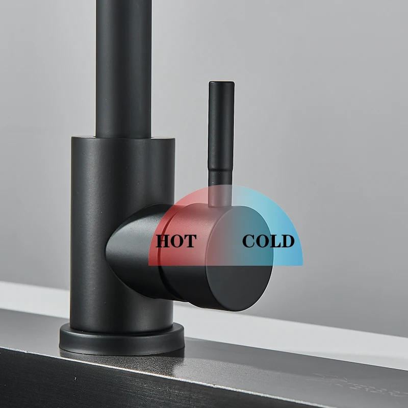 Rubinetto da cucina opaco in acciaio inossidabile Lavelli da ponte Rubinetto ad arco alto Girevole da 360 gradi Miscelatore acqua calda fredda