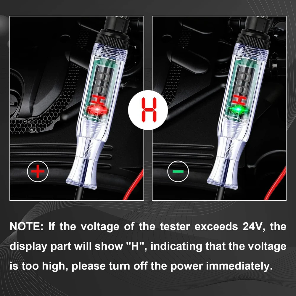 Test Light Automotive Circuit Tester 3-48V DC Digital LCD Display Prolong Spring Cable for Sedan,SUV,RV,Truck,Lawn Mower