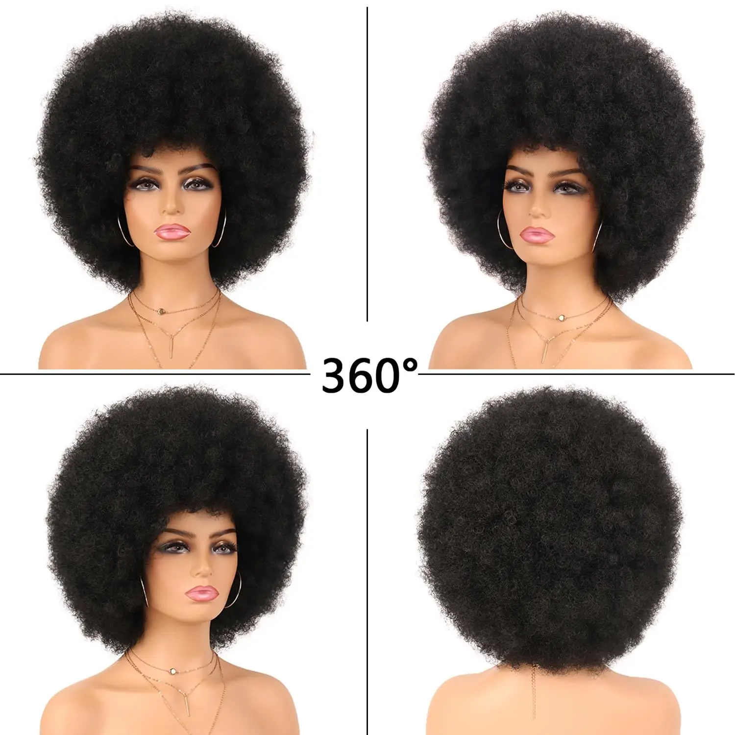 Afro Kinky Curly Short Human Hair Wigs With Thick Bangs Fluffy Natural Bob Wig Glueless Brazilian Full Machine Made Wigs On Sale