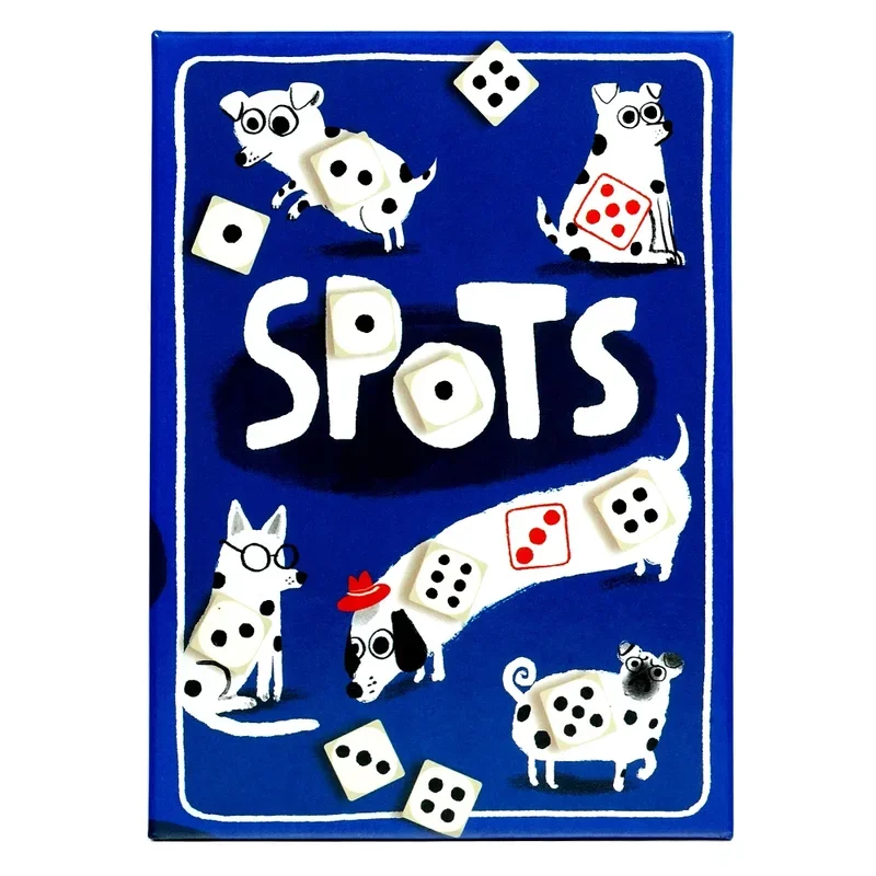 

Spots - игра, в которой нужно крутить кубики, чтобы улучшить удачу, и карточная игра с собаками. Настольные игры.