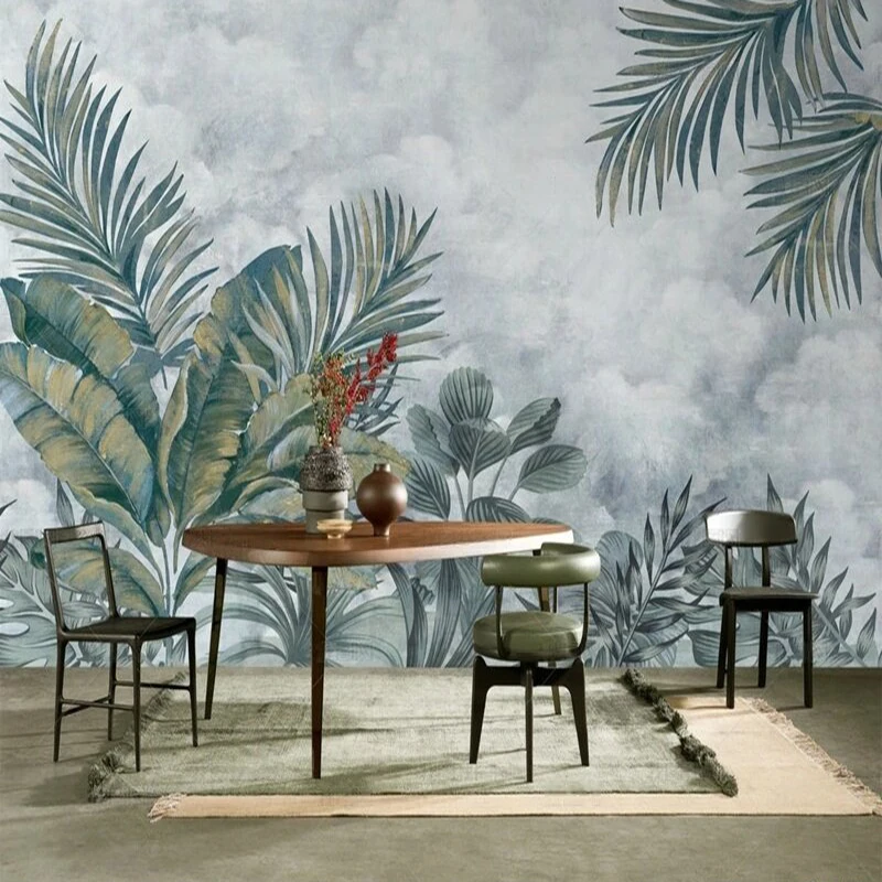 Simple high-end with green leaves and a leisurely forest decorative pictures TV luxurious home bedroom background wall