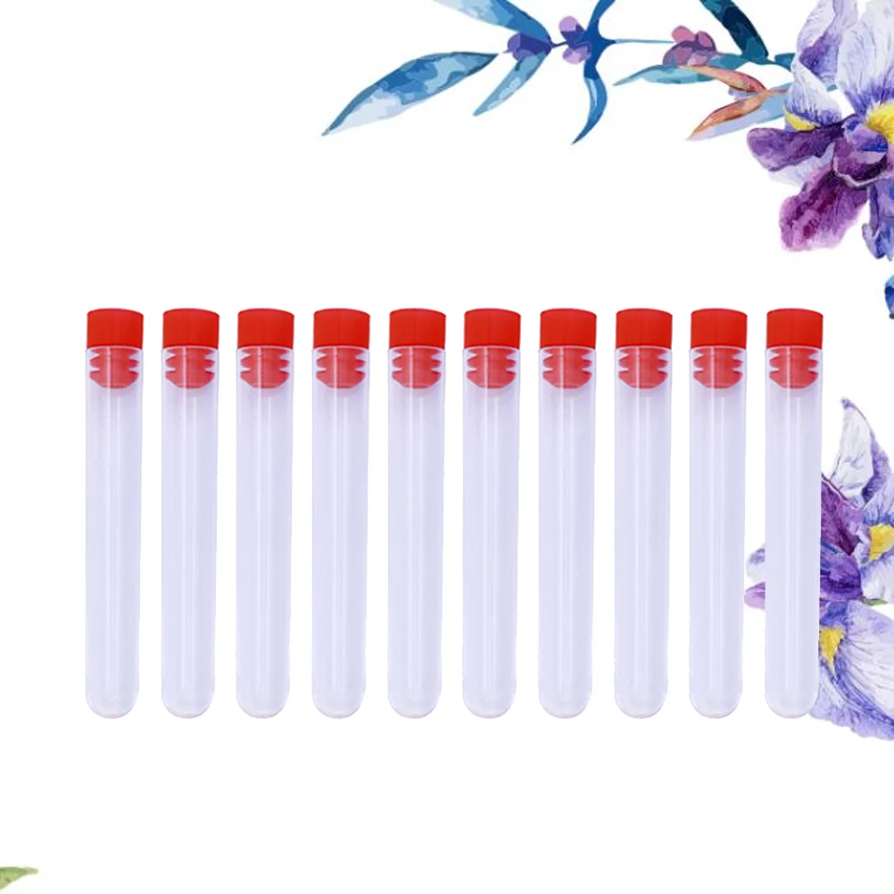 10 Pcs Transparent Plastic Bottles for Needles Storage and Organization DIY Beads Clear Containers with Red Plug