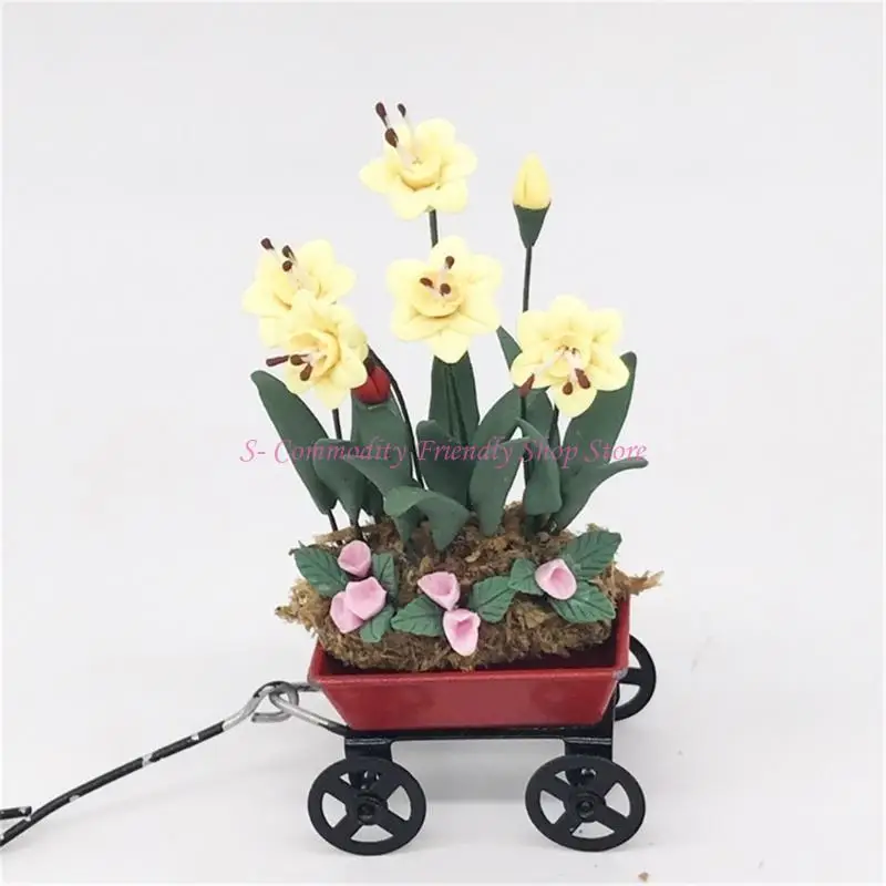 85AE – plantes maison poupée, figurine fleur jaune, modèle fleur, décorations pour maisons poupée, accessoires