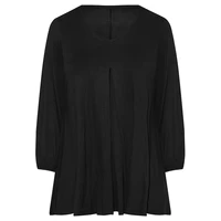 Plus Size Long Sleeve Spring Autumn Elegant Swing Top Women Pleated Front Loose Black Tunic Large Size Casual Blouse 6XL 7XL 8XL - Image 4