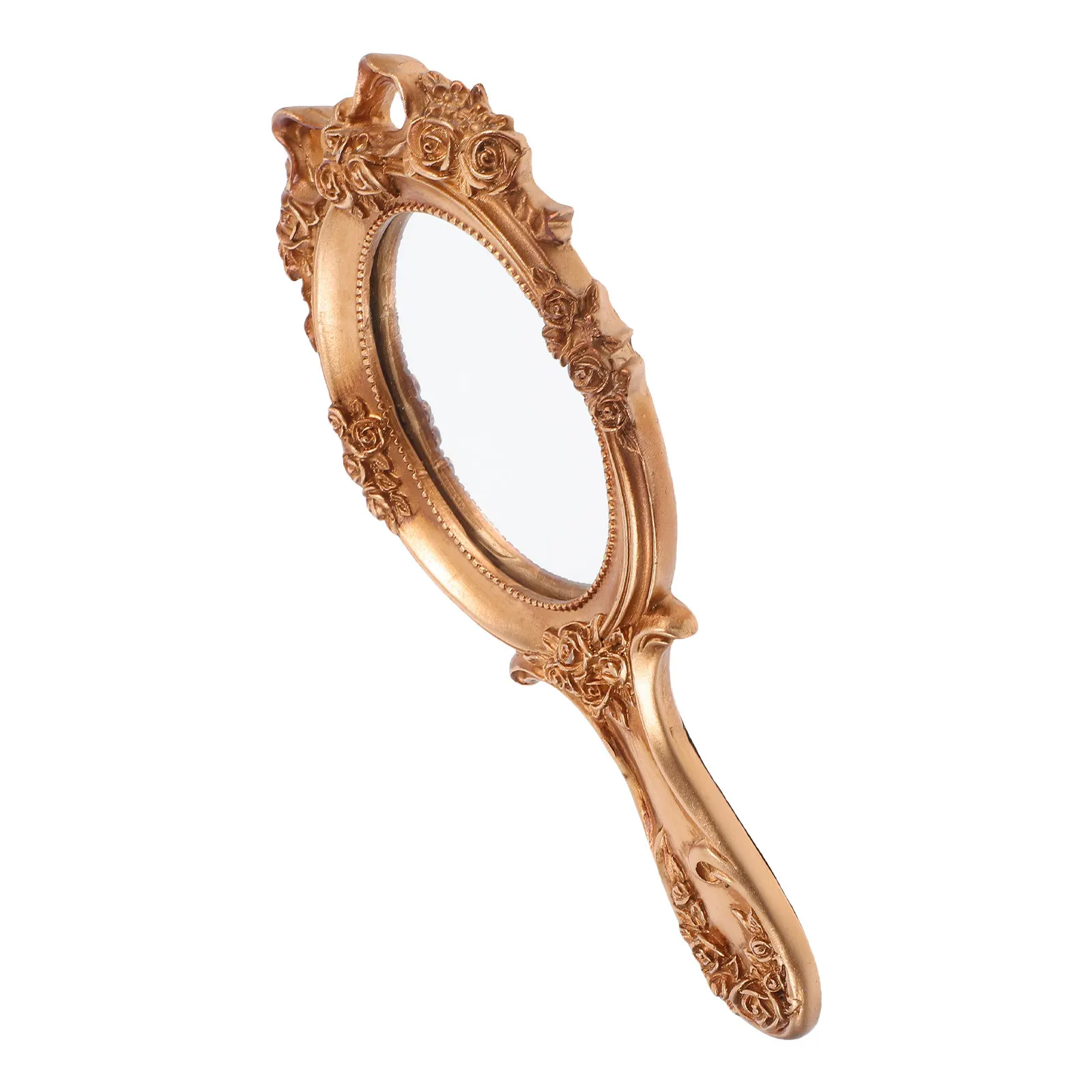 

Винтажное ручное зеркало для макияжа с тисненым цветочным узором, портативное компактное зеркало для путешествий, туалетное зеркало для ванной комнаты, ретро-зеркало для туалетного столика