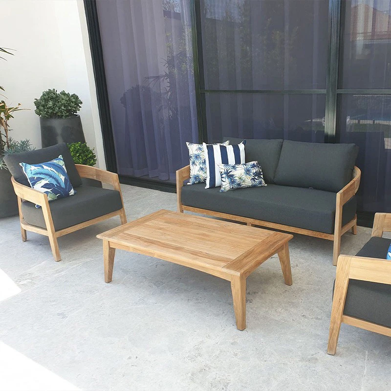 Villa outdoor balcony anti-corrosion wood sofa combination hotel courtyard garden lounge chair sunlight room