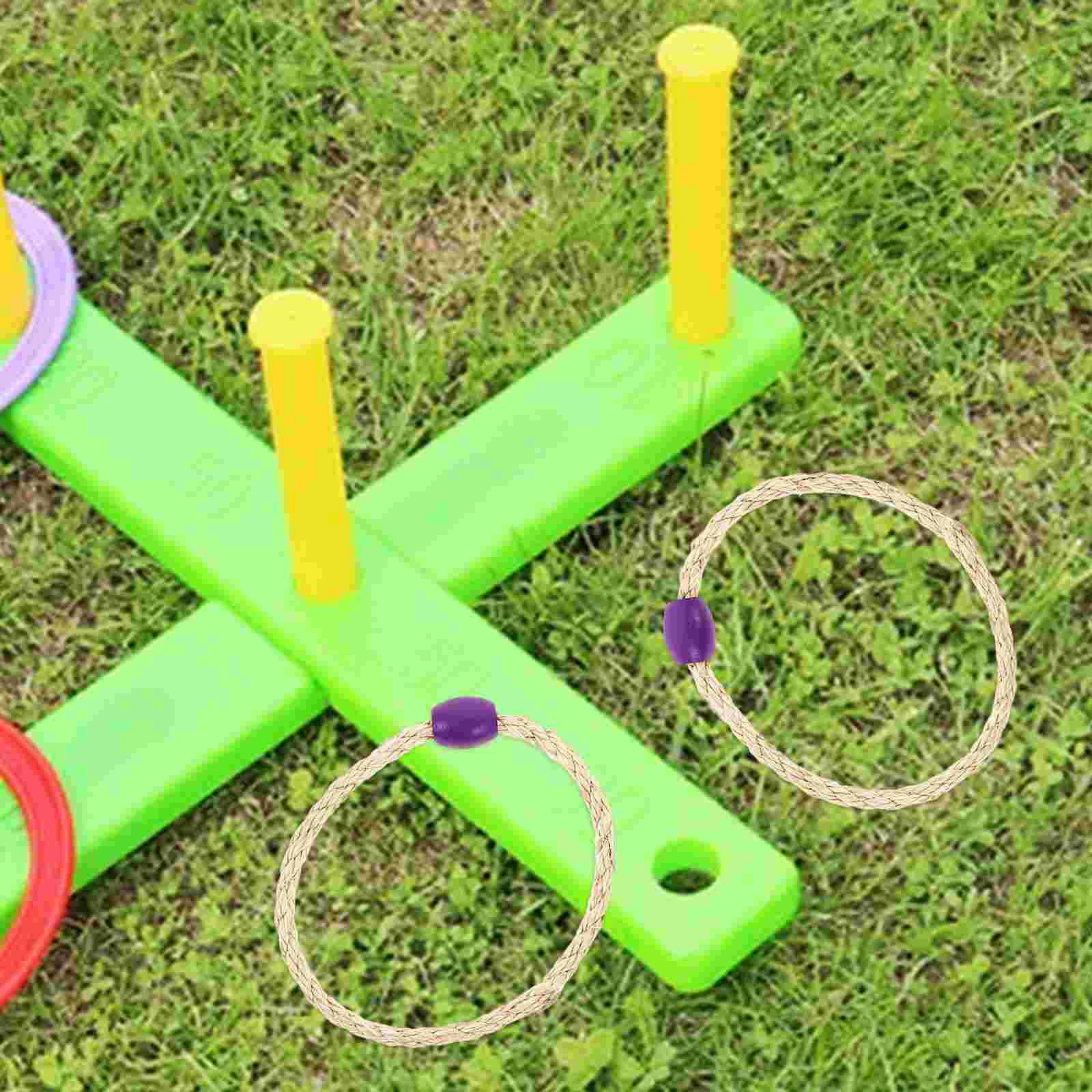 10 Buah Cincin Lempar Tali Rami Warna-warni Kokoh Mainan Permainan Luar Ruangan Anak-anak Set Mainan Lempar Permainan Halaman Sekolah Karnaval Pesta