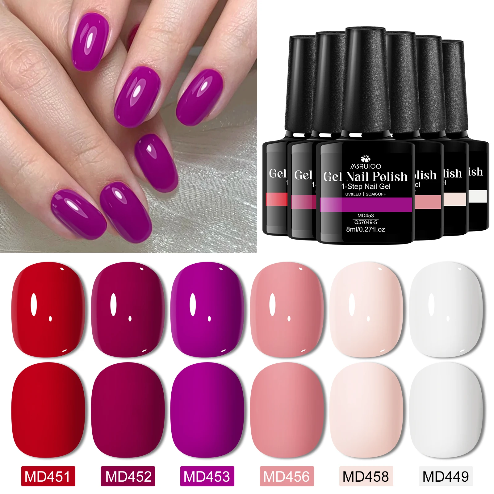 6 قطعة 8 مللي 1-خطوة هلام البولندية 3 في 1 هلام مجموعة طلاء الأظافر نقع قبالة LED UV جل طلاء الأظافر لا حاجة قاعدة معطف فوقي هلام مستلزمات الأظافر