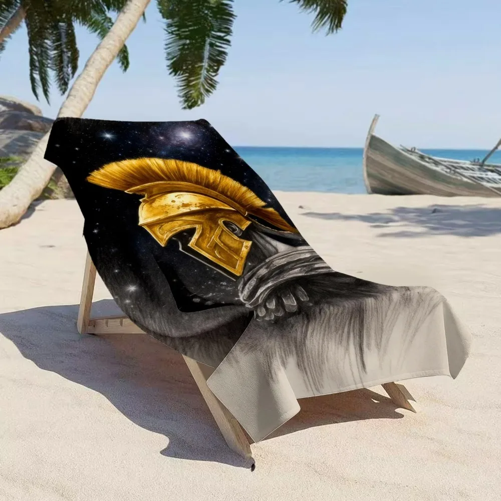 

Пляжное полотенце Starry Sky Spartan, банное полотенце с принтом «Воин с золотым шлемом на фоне галактики», яркое мифическое пляжное одеяло, 1 шт.