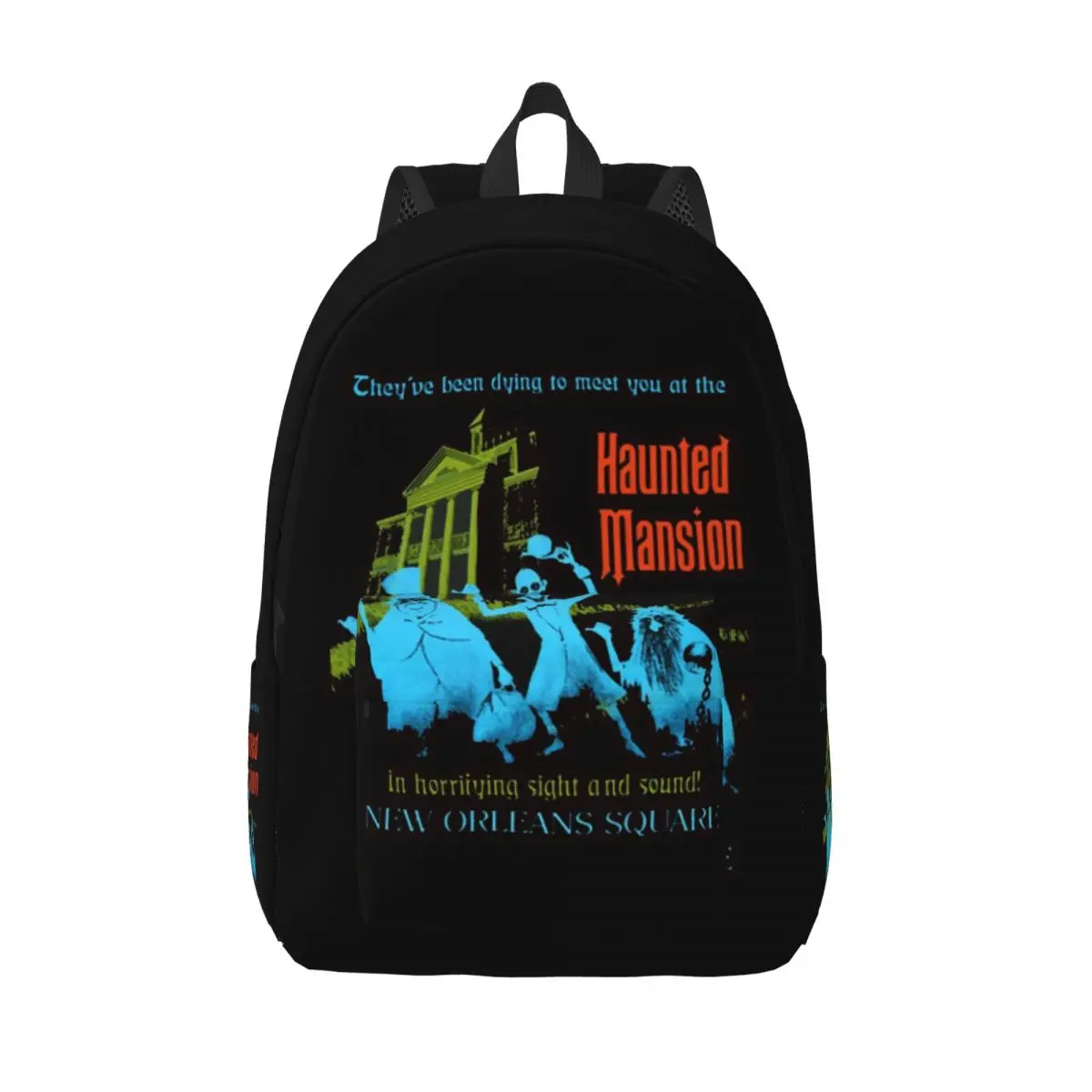 Retro Vintage The Haunted Mansion Laptop Backpack Men Women Basic Bookbag for School College Students Halloween Ghost Bag