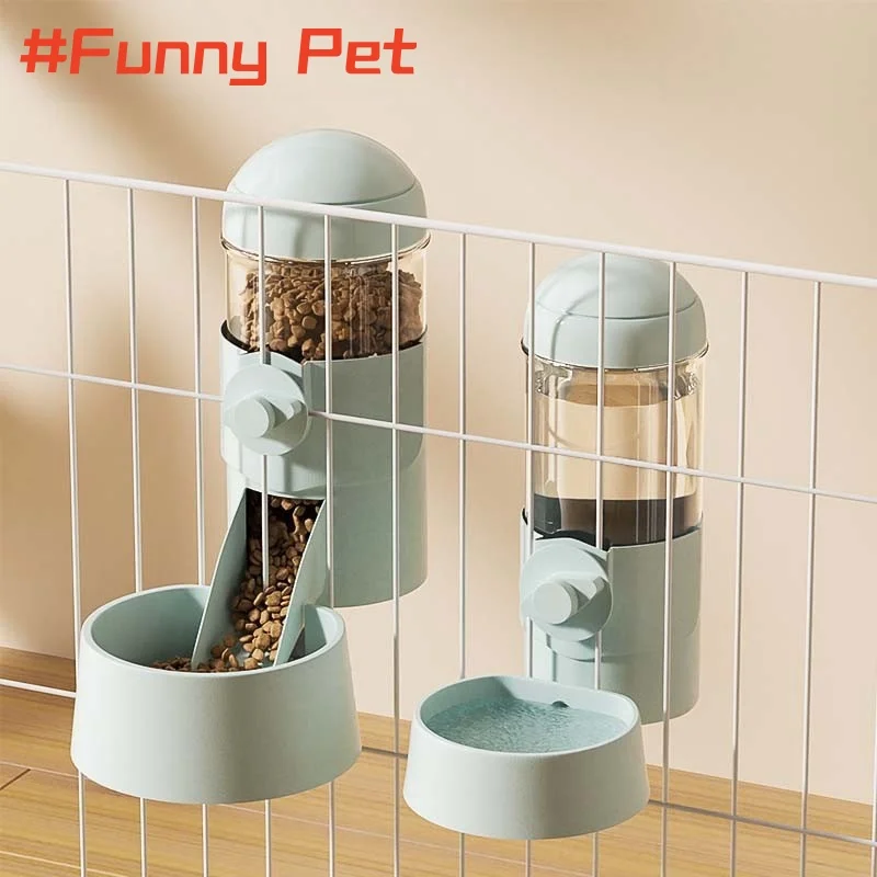 1400ml Auto Feeder Though Bowl For Pet's 75° Angle of inclination 500ml Waterer For suspension type Puppy Iron Cage For