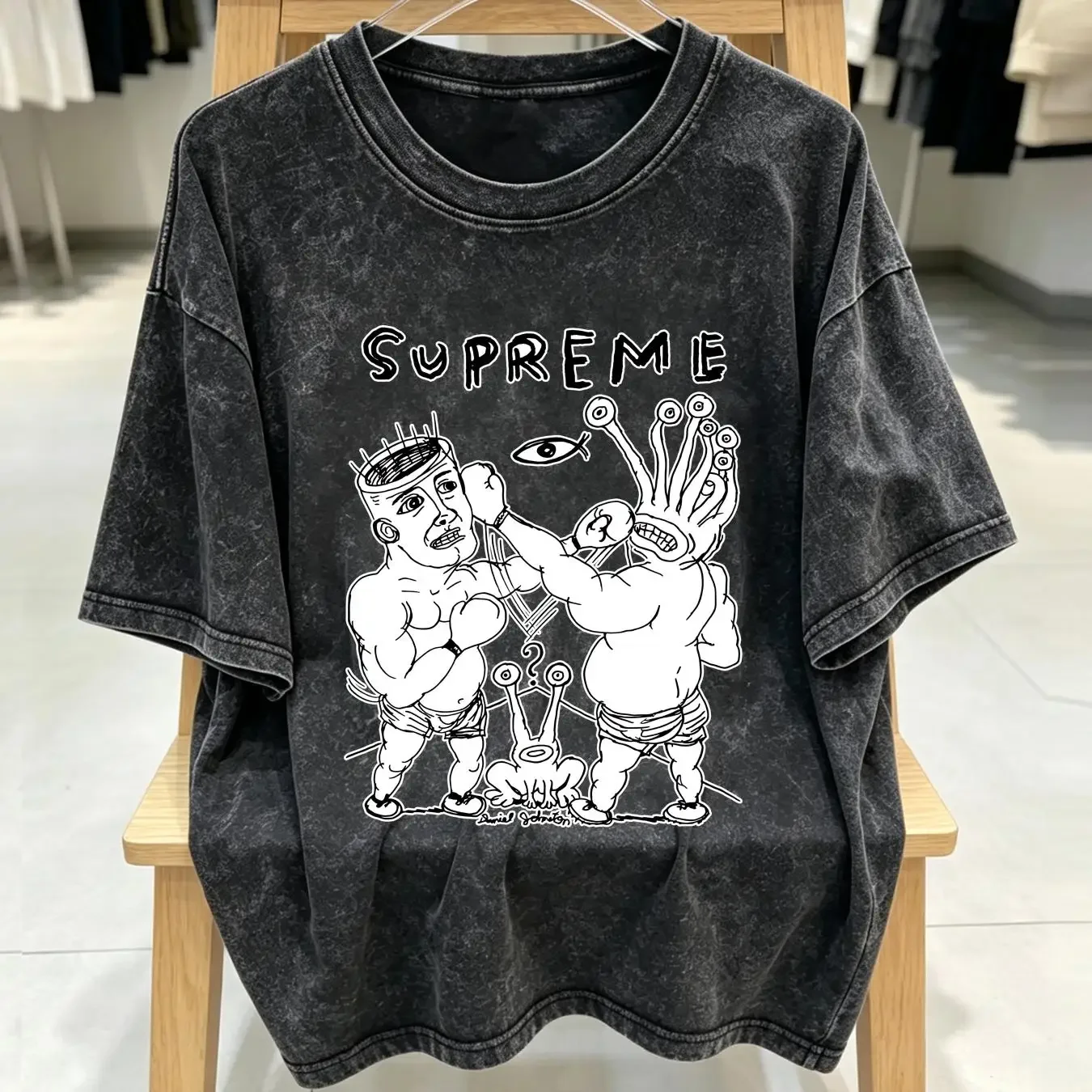 washed T Shirt Vintage Daniel Boxing Johnston Art Size S M L XL 2XL vintage Washed Comfortable fashion Stretched Stylish Casual