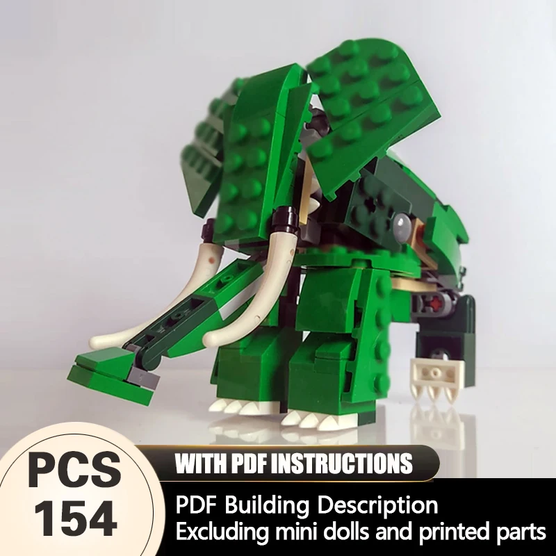 Creators Animal Series Model MOC Building Bricks Green Elephant Modular Technology Gifts Holiday Assemble Children Toys Suit