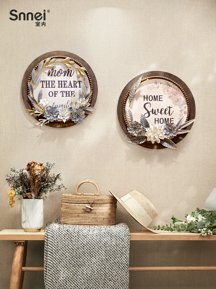 

American rural creative wall decorations foyer wreath pendants threedimensional flower iron wall decorations hippy room decor