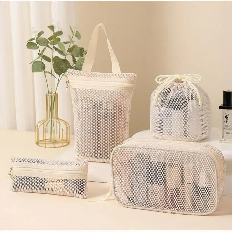 Große Kapazität Mesh-Kosmetiktasche Atmungsaktives Netz Transparenter Reise-Make-up-Organizer Glatter Reißverschluss Mehrzweck – Detail 21