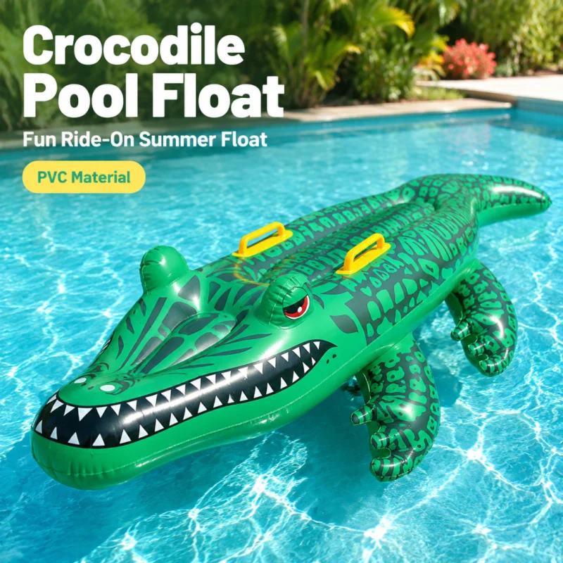 Inflatable  Float Crocodile Surfboard Water Toy PVC Thicken   for Children and Adults To Use Float Cushion Float Safety Game