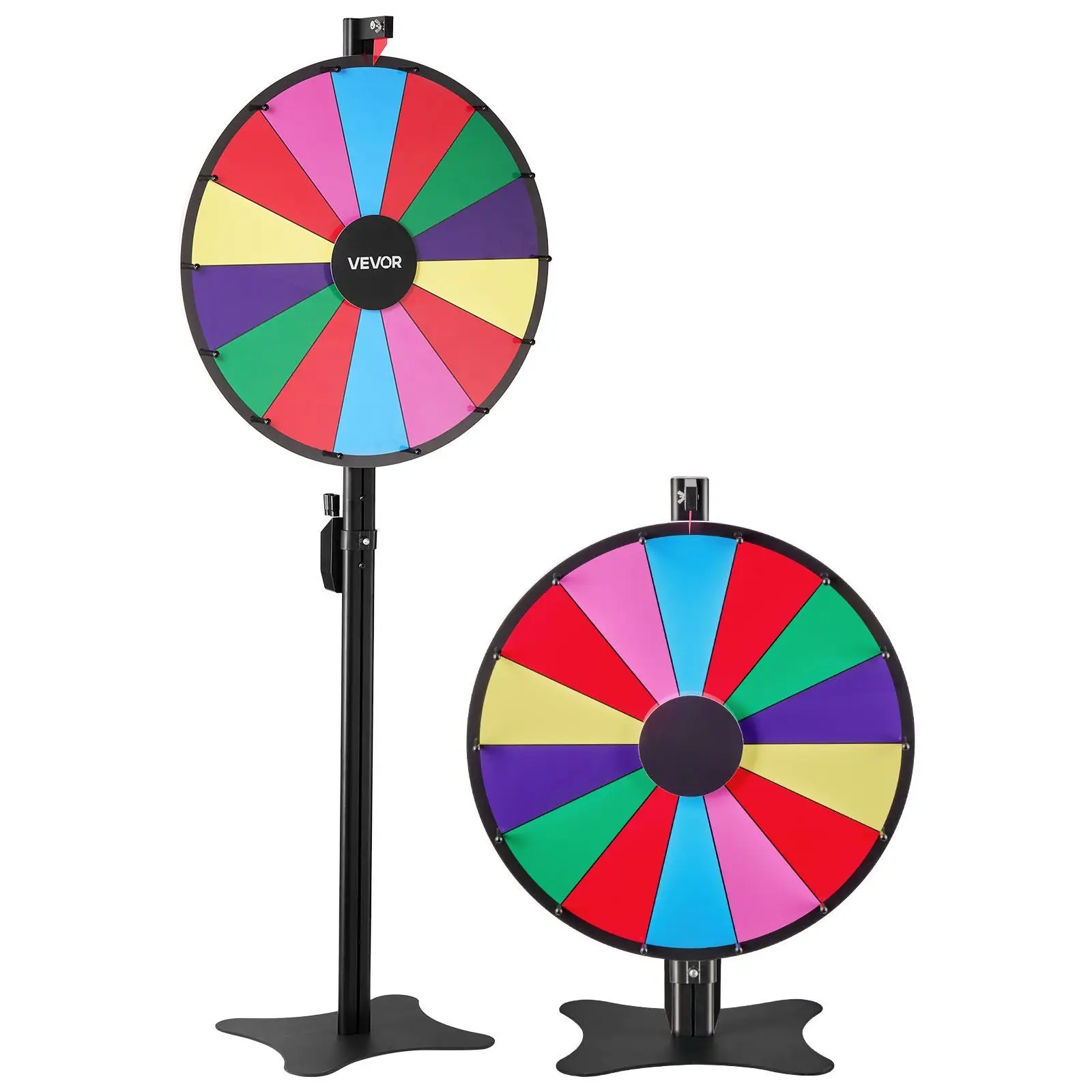 

24 in Spinning Prize Wheel, 14 Slots Spinning Wheel with Stand, Adjustable Height Win Fortune Roulette with a Dry Erase and 2