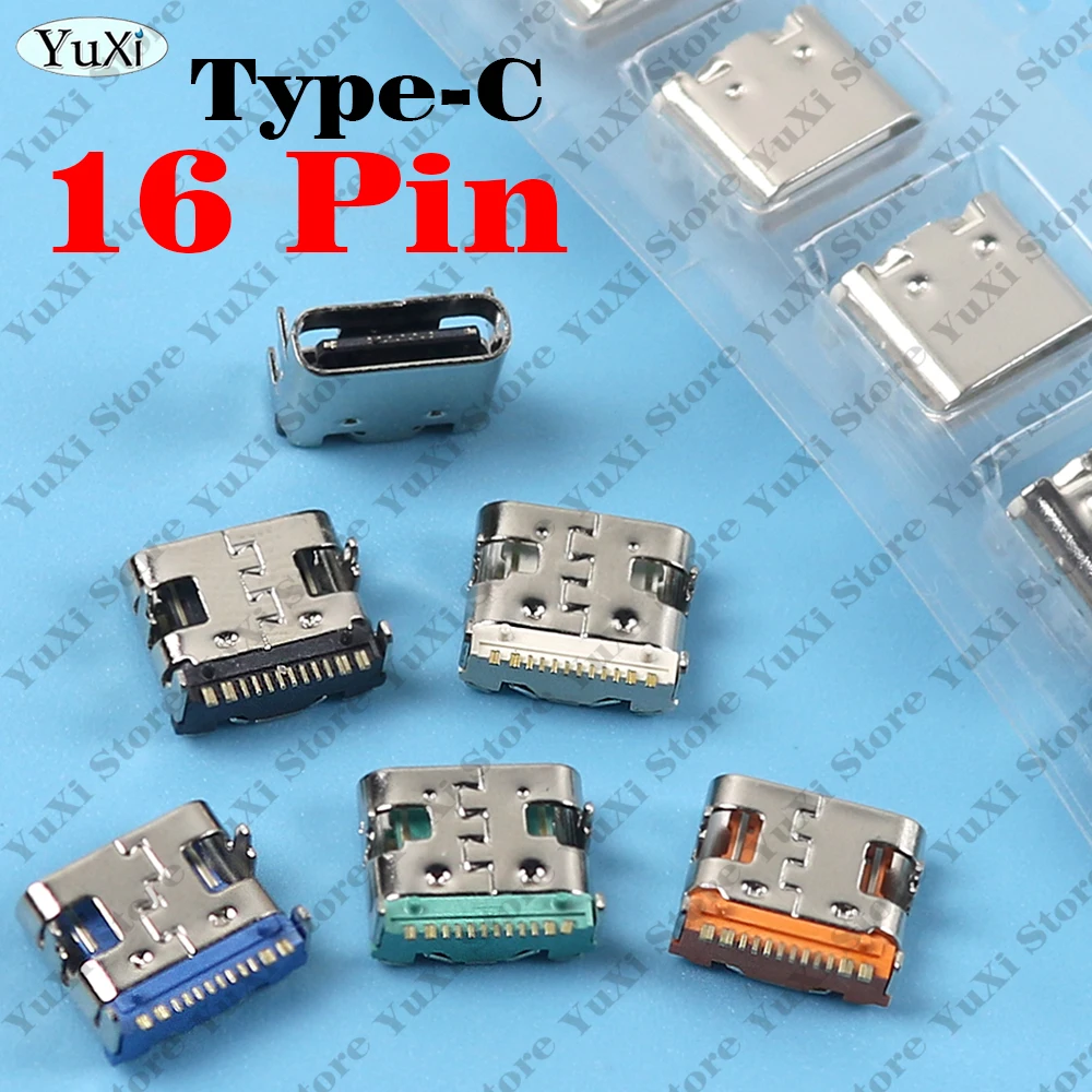 

16Pin Type-C USB3.1 SMT Connector Female Socket Placement DIP Type C Jack For PCB DIY High Current Charging Charge Tail Plug