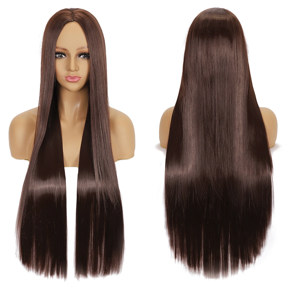 32-calowa, długa, prosta, z rozcięciem, kolorowa damska peruka syntetyczna, odporna na ciepło, odpowiednia na imprezy świąteczne, tańce Halloween, b