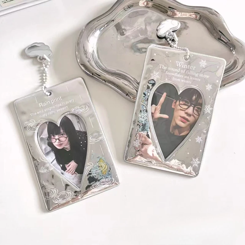 ندفة الثلج قطرة المطر حامل بطاقة الفضة عرض Kpop Photocard حامي الغطاء الجمالي لجمع K-pop Photocard #1