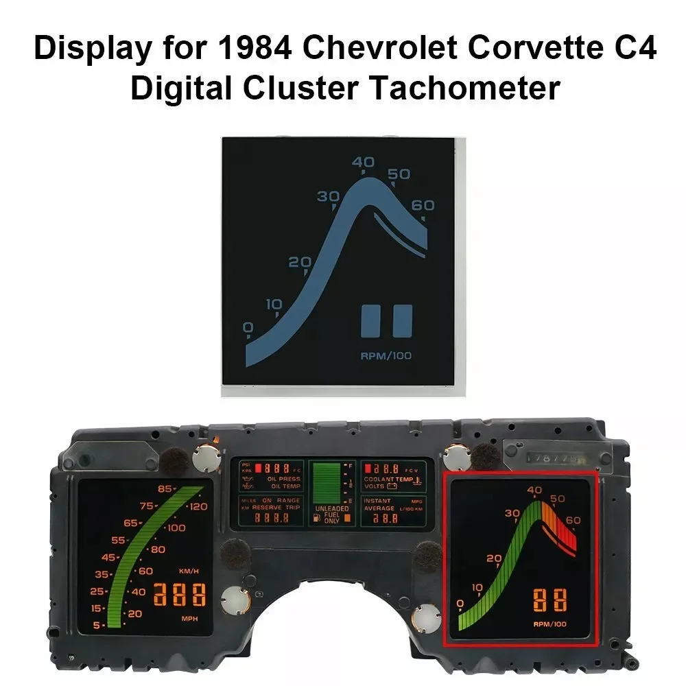 Display for 1984 Chevrolet Corvette C4 Digital Cluster Tachometer