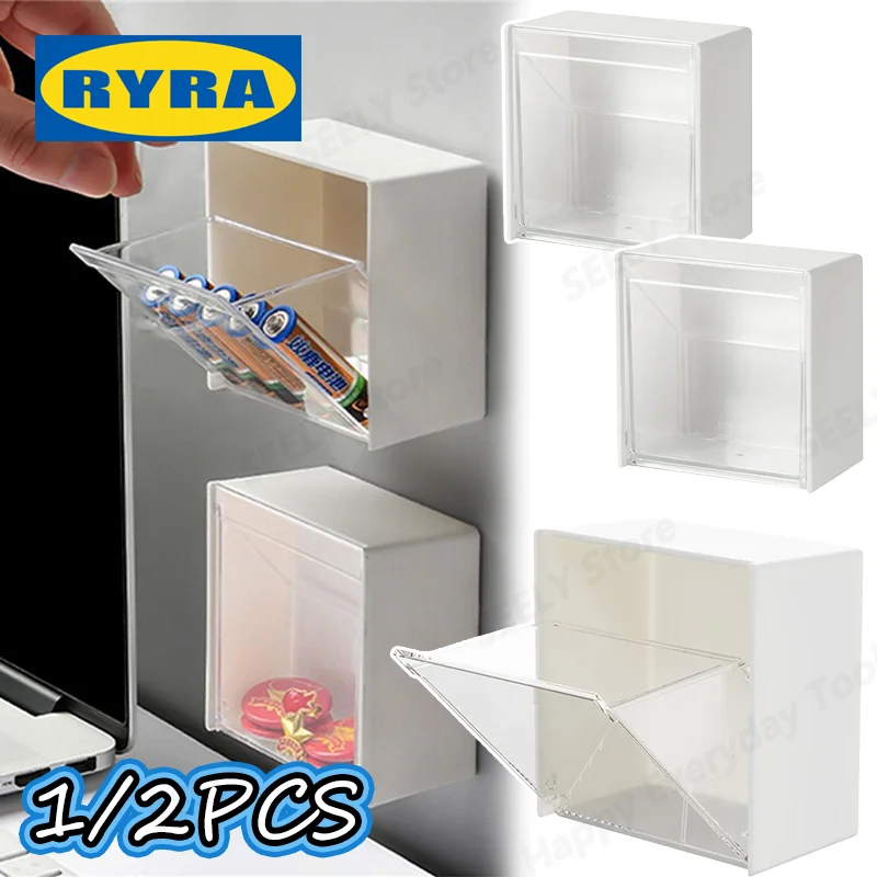 Transparent Plastic Wall Shelf Bathroom Organizer Makeup For Cotton Swabs Makeup Case For Small Things Storage Jewelry Boxes