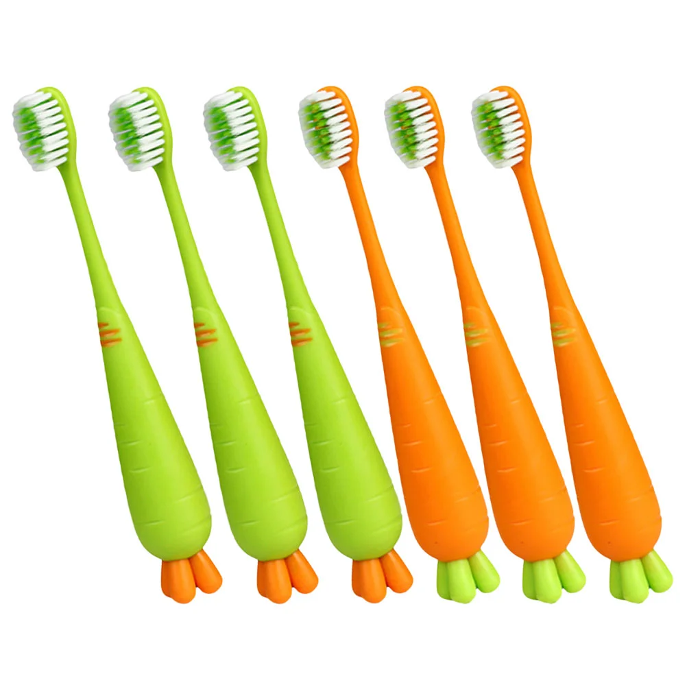 6 Pcs Child Toothbrush Carrot Toothbrushes for Children Soft Manual Kids Pet Teeth