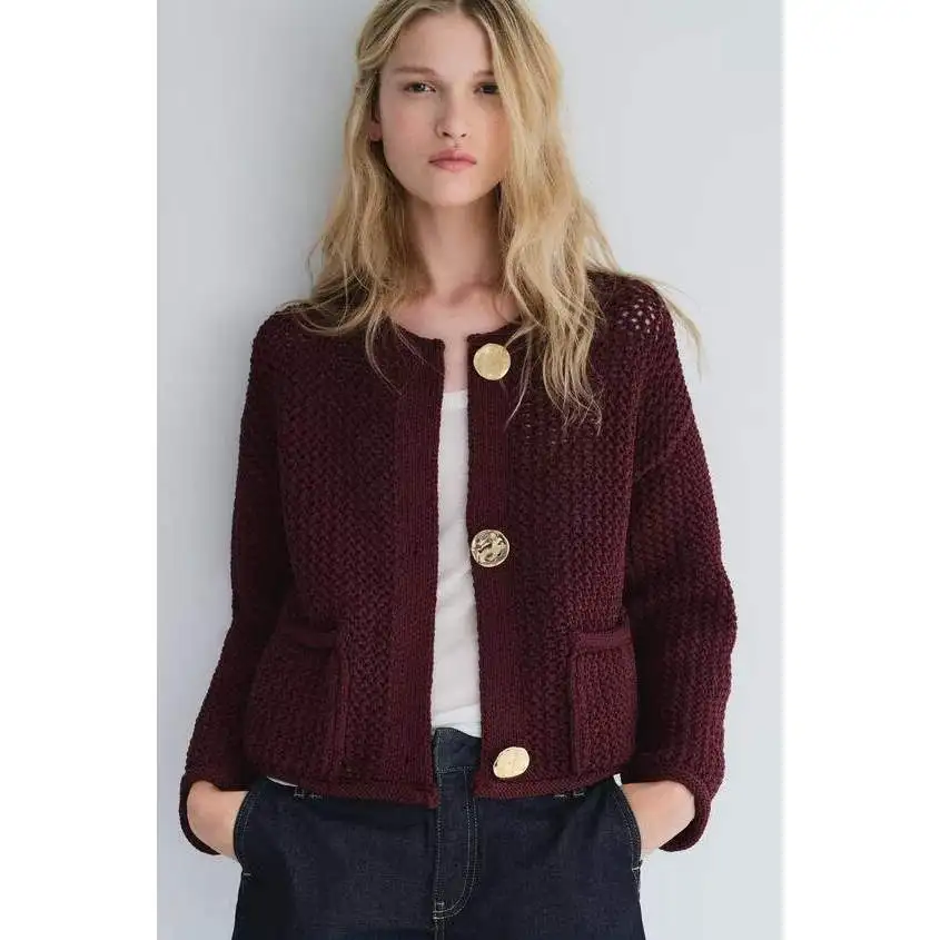 ZBZR Faionable Casual Long Sve Chunky Knit Outerwear Women's Autumn New Sle Versatile Simple Design Polyester Fiber