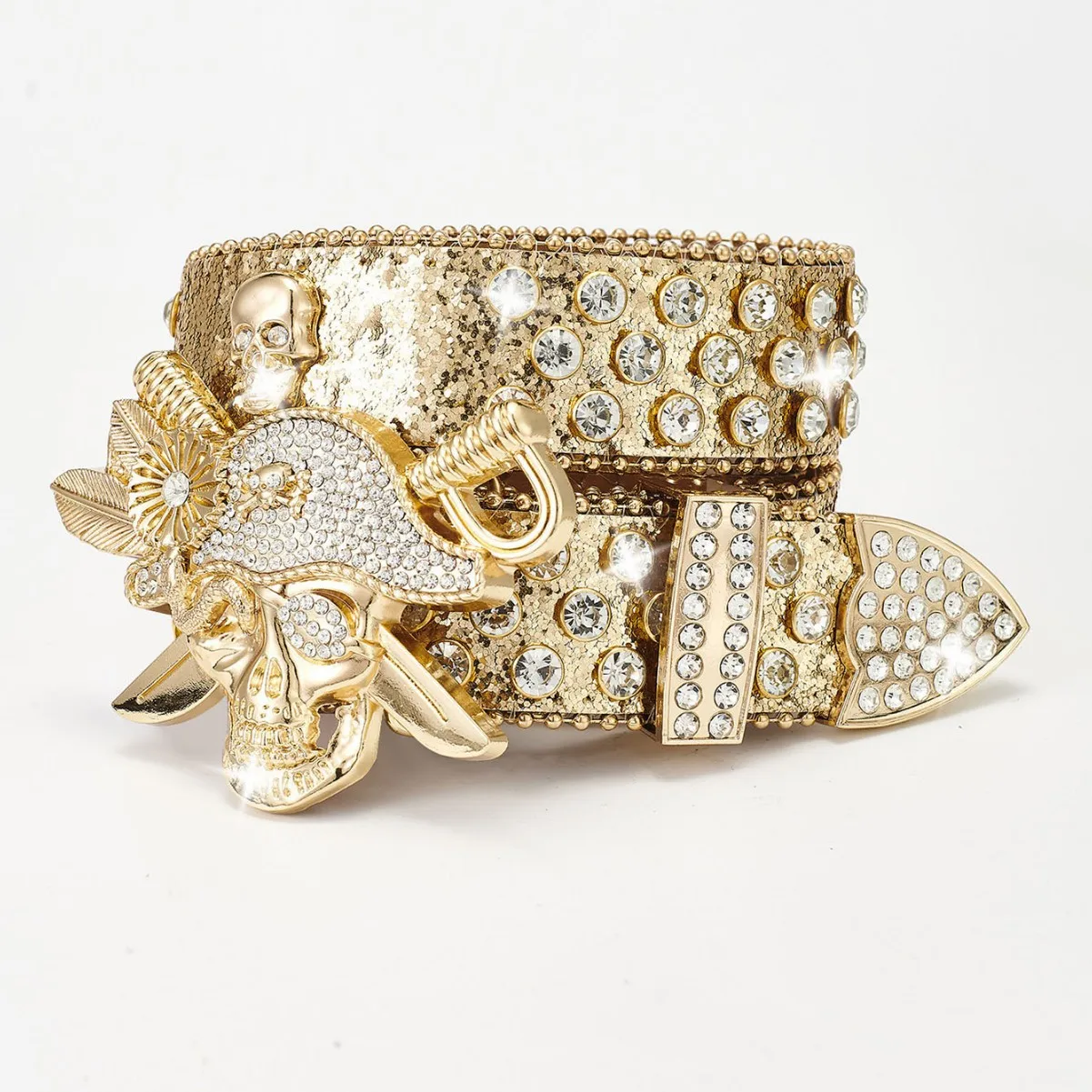 

Punk Belt, European and American Style, Pirate Rhinestone Punk Girl Style Rock Fashion Belt for Men and Women