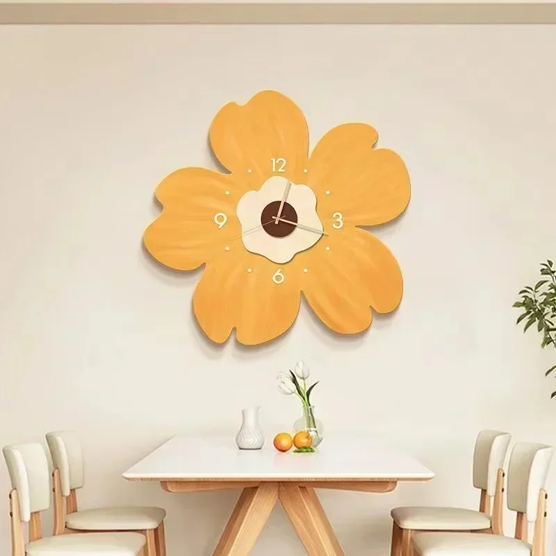 Flower-shaped Wall Clock Slient Usb Charge Home Decorative Clock Hanging Hotle Creative Crystal Porcelain  Living Room Decor