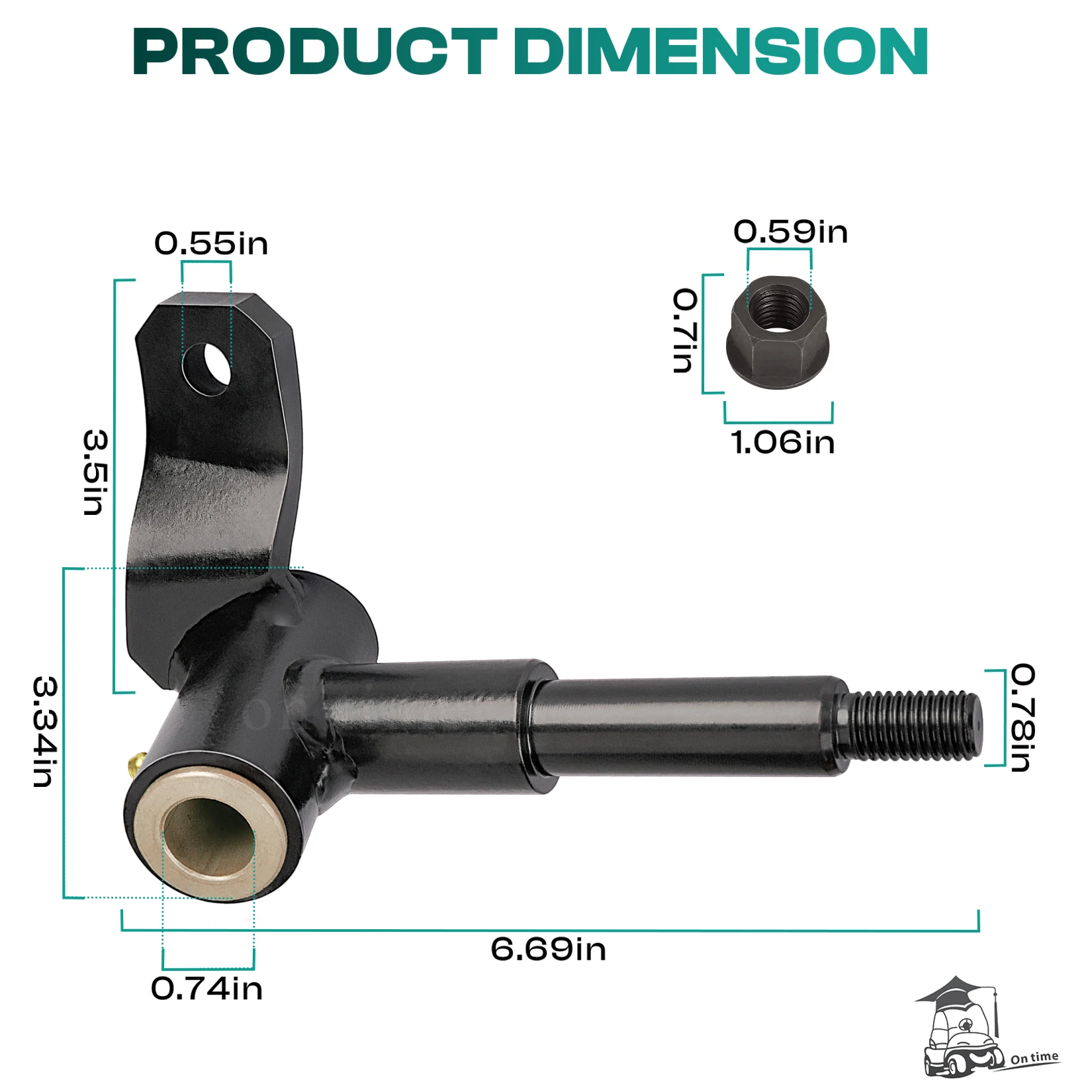 Driver Side Spindle Assembly with Nut for Club Car Precedent Golf Cart 2004 -Up-OEM#102287901