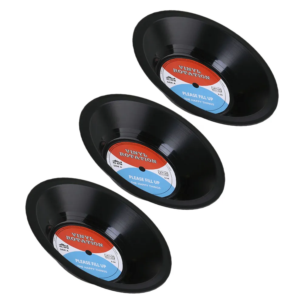 

3 PCS Vintage Decor Vinyl Record Storage Bowl Album Bowls Christmas Appetite Dish for Desserts