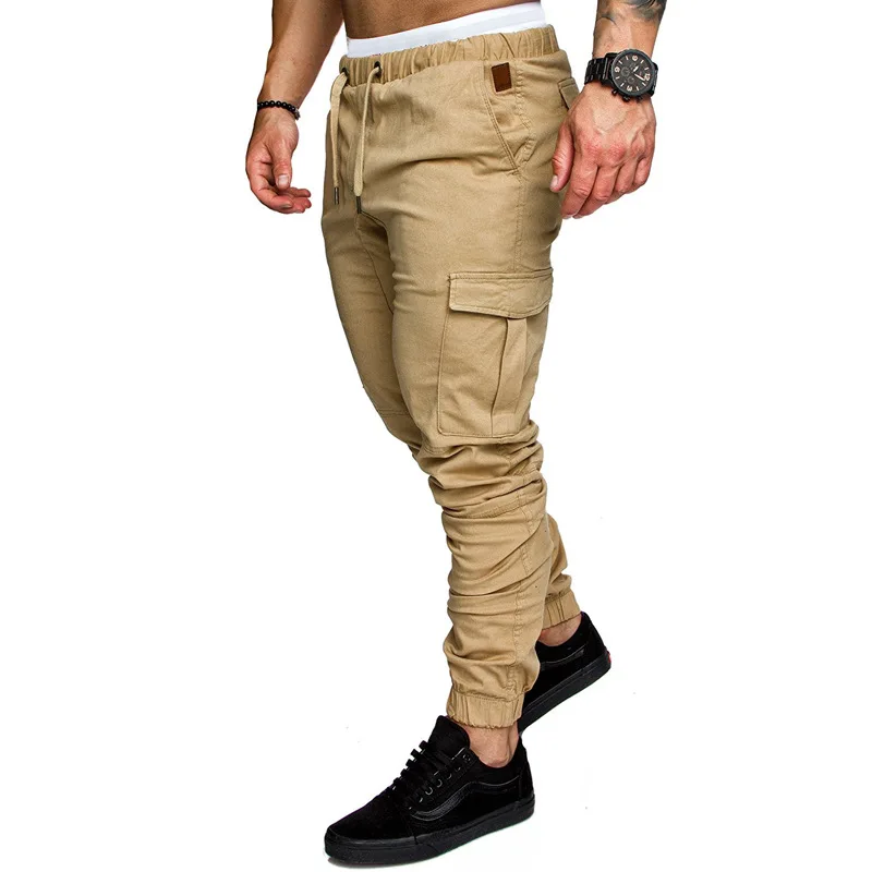 Pantalones Cargo con múltiples bolsillos para hombre, pantalón de tela tejida, estilo Safari informal, novedad