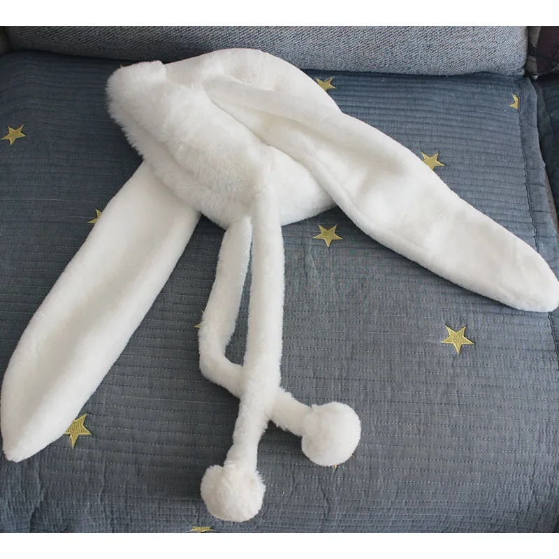 Cappello invernale lungo con orecchie di coniglio in peluche caldo e spesso fatto a mano per ragazze, viso carino e accattivante, piccolo cappello peloso Lei Feng
