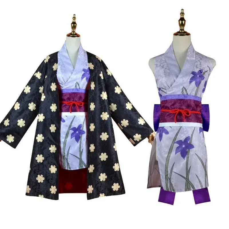 Anime Figures Nico Robin Cosplay Costume Digital Printing Kinomo Uniform Wig Outfit For Girl Halloween Carnival Party Comic Con - view 4